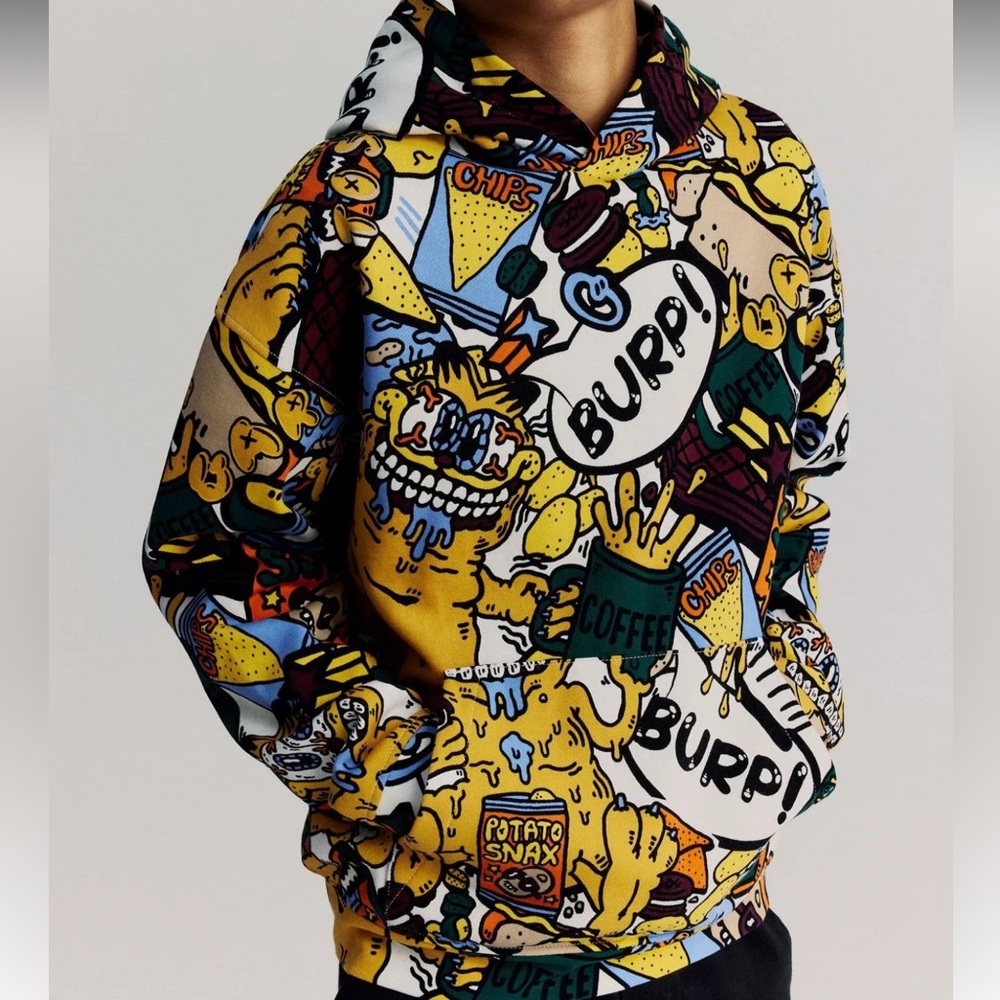 Boys H&M Garfield X Russell Taysom hoodie, size 12/14